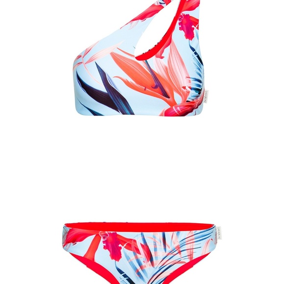 "LOUISA" LYCRA BIKINI IN [RED FLOWER / RED LAVA] - Picture 2 of 8